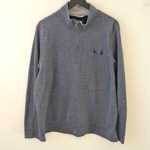 L.L. Bean Men's Blue Quarter Zip Pullover Cotton Shirt Size XL